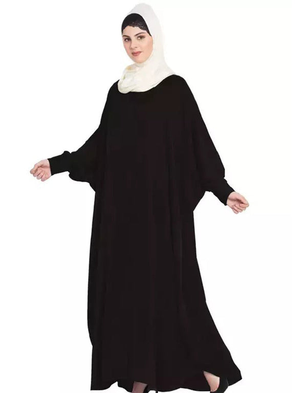 Trendy Front open and cuff with self button butterfly Kaftan In The Shade of  Black